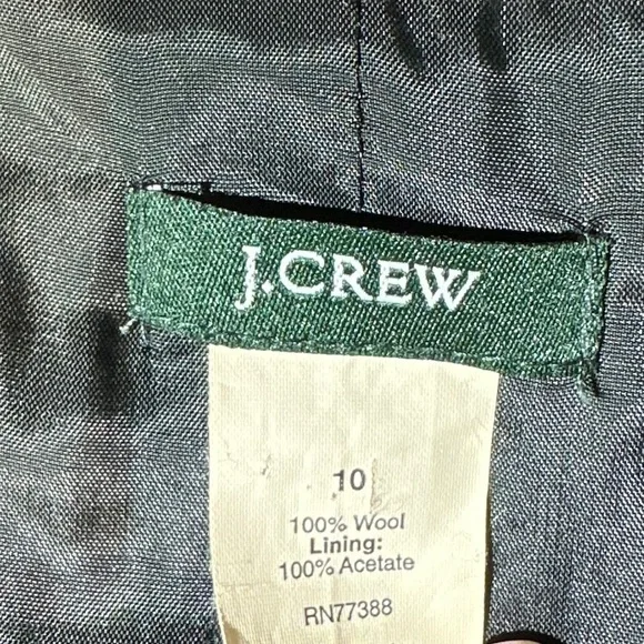 J CREW Lexington Blazer Ouvrier Les Ports Wool Sz 10 BLACK white tipped Jacket - Picture 5 of 7